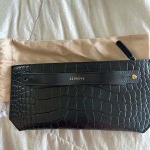 Senreve Black Croc Embossed Pouch